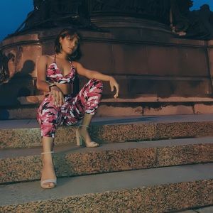 Pink Two piece camo set